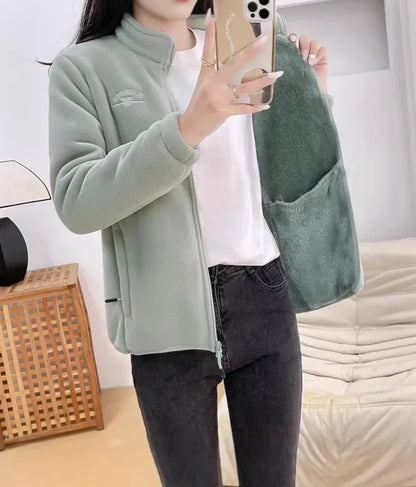 Tyk Fleece Vinterjakke med Lynlås til Kvinder