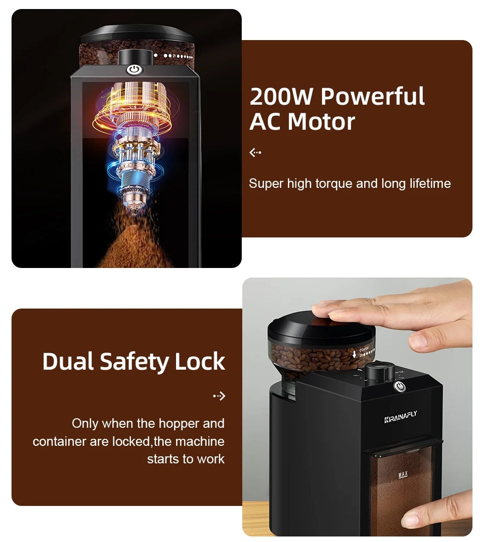 Elektrisk Kaffekværn med Burrfunktion og 28 Indstillinger