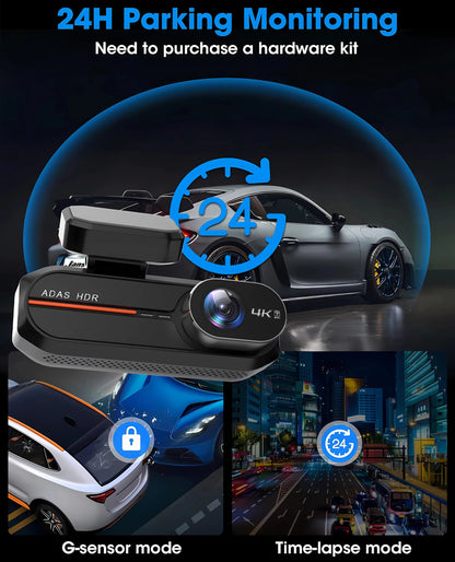 4K WiFi Dashcam med Front- og Bagkamera