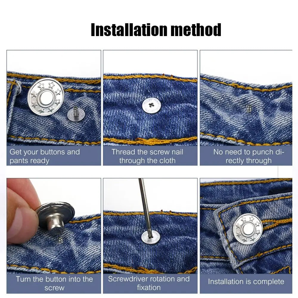 10 stk. Jeansknapper Uden Syning