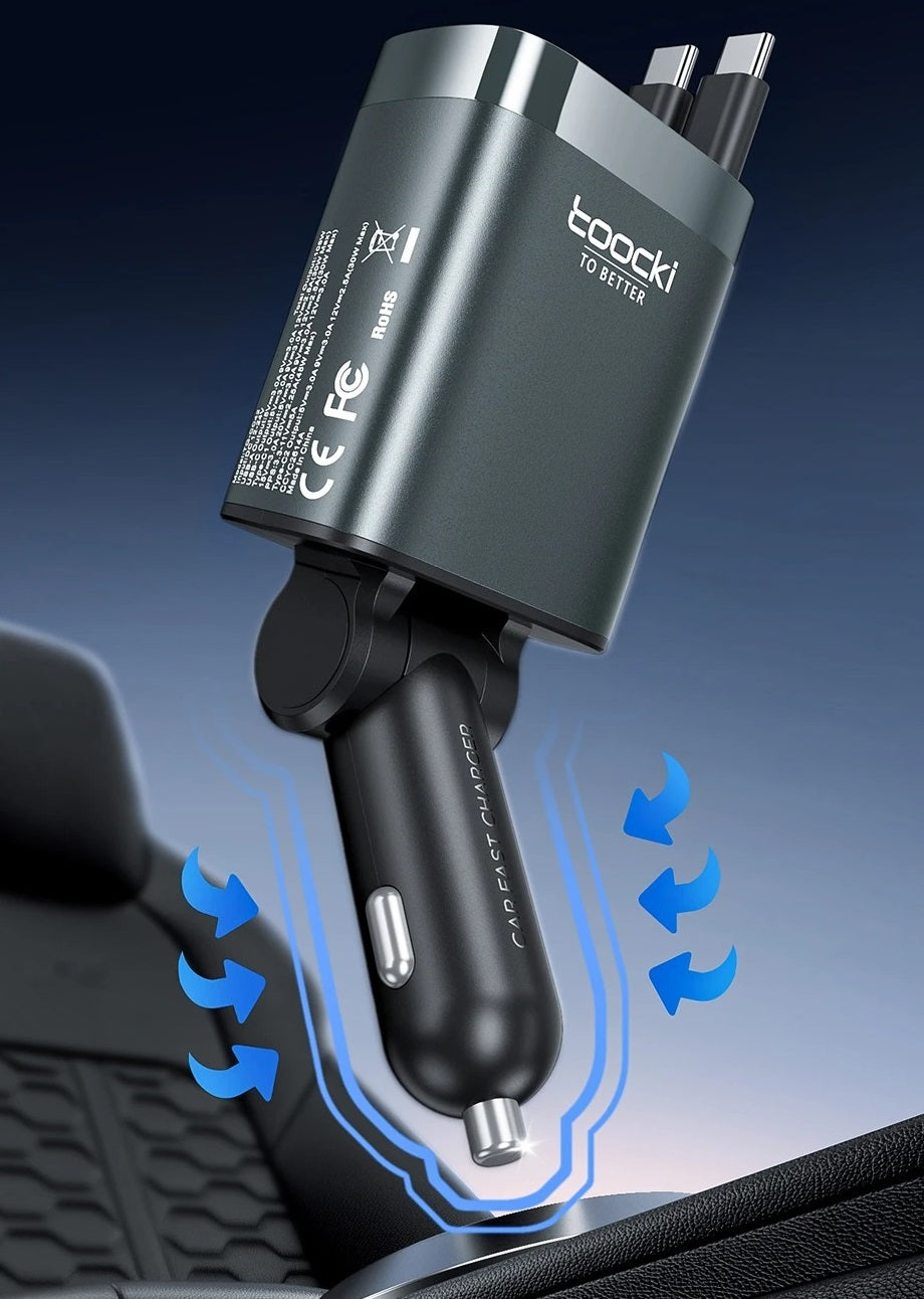 105W Billader med Udtrækkeligt USB-C-Kabel