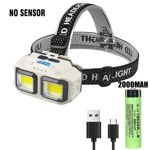 Kraftig LED Genopladelig Vandtæt Pandelampe