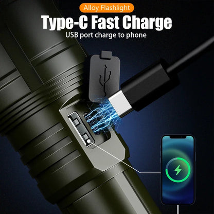 3-i-1 Genopladelig Lommelygte, Lighter & Powerbank