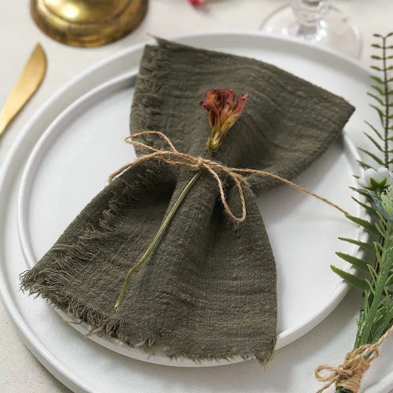 10 Stk. Vintage Bomuldsservietter til Bryllup og Fest