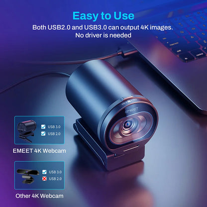 4K Autofokus Webcam med Mikrofon