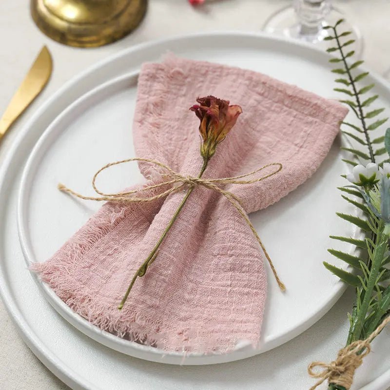 10 Stk. Vintage Bomuldsservietter til Bryllup og Fest