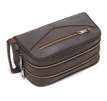 Herre Rejsetoilettaske i Ægte Læder