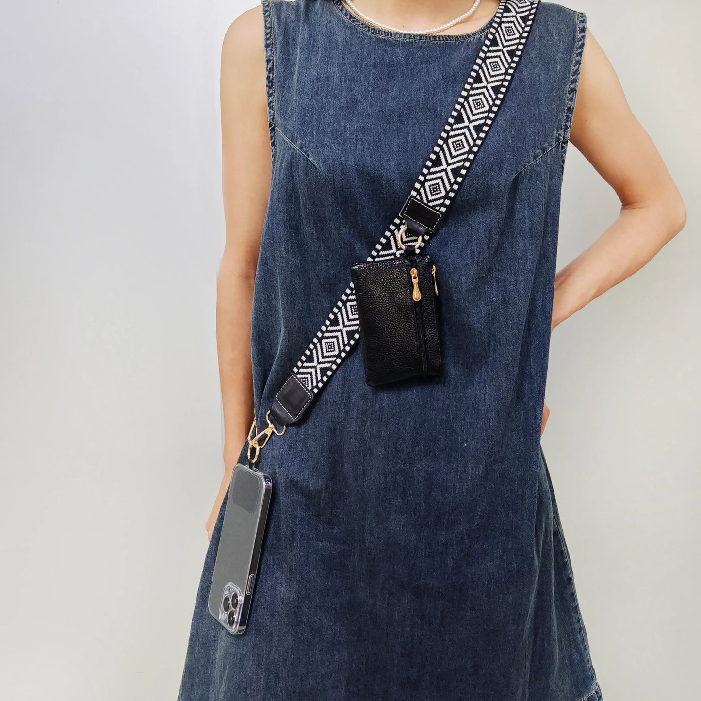 Justerbar Crossbody-Telefonrem med Pung