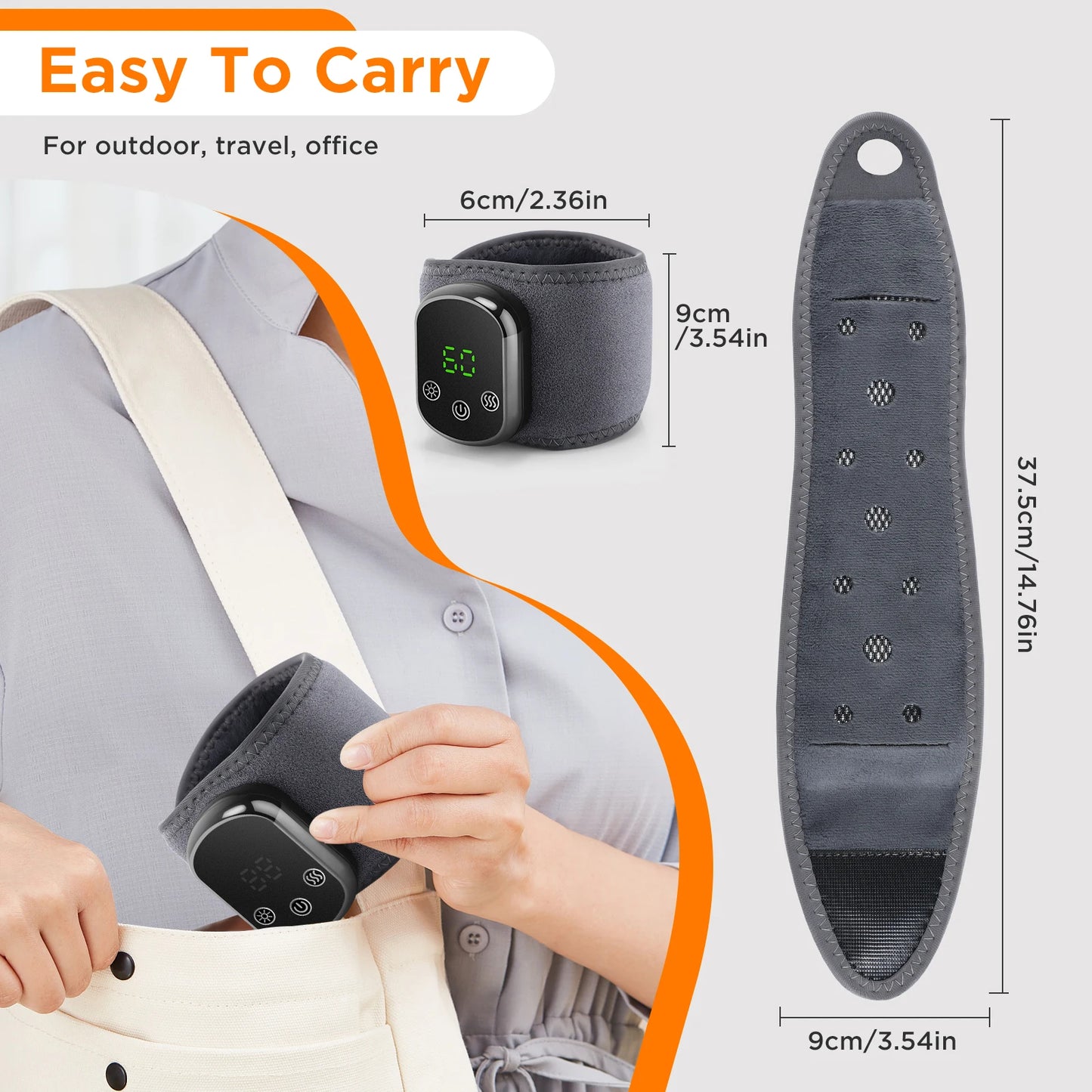 2-i-1 Varmearmbånd med Vibrationsmassage