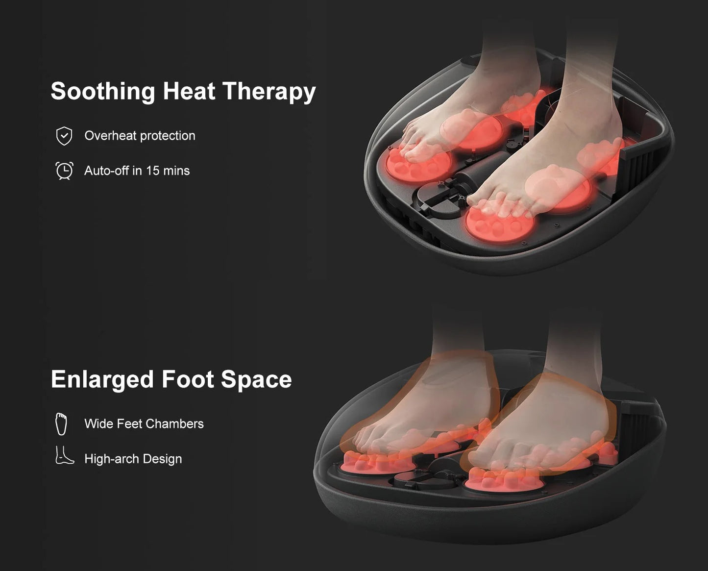 Shiatsu Elektrisk Fodmassager med Varme til Smertelindring