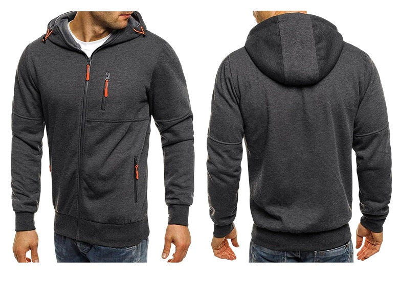 Herre Slim Fit Hættetrøje med Lynlås