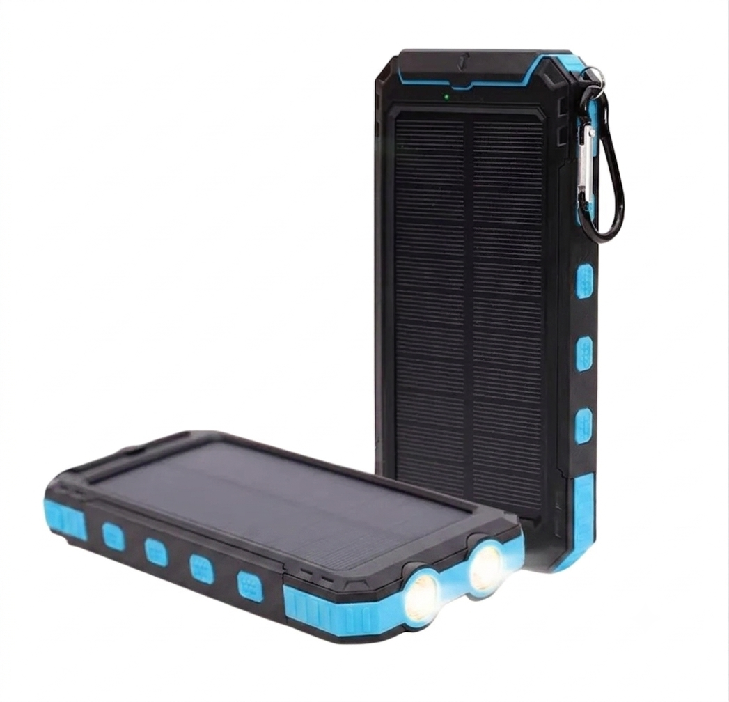Bærbar Solcelle-Powerbank med Lys