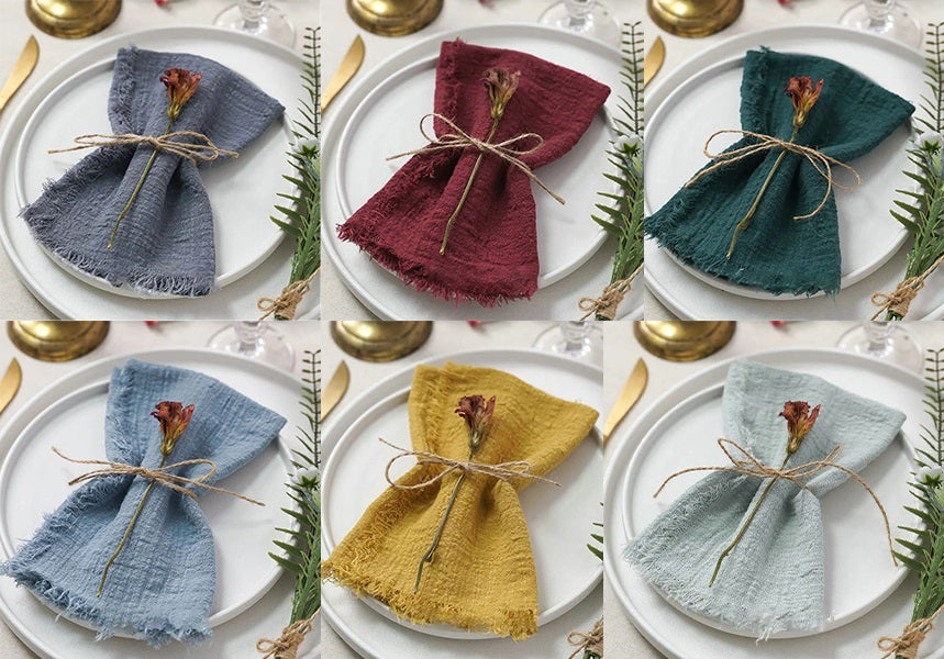 10 Stk. Vintage Bomuldsservietter til Bryllup og Fest