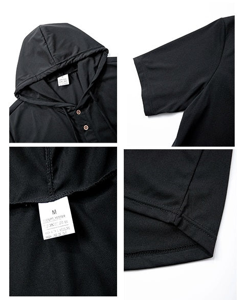 Herre Slim-Fit Hættetrøje Letvægt Sports T-Shirt