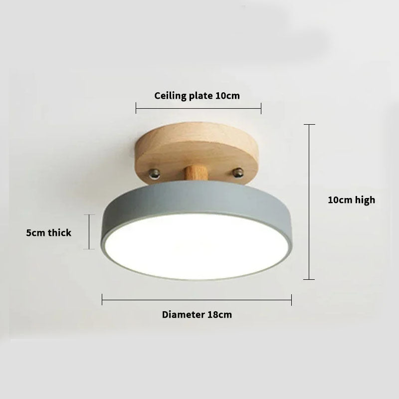 Nordisk Rund Loftlampe i Træ