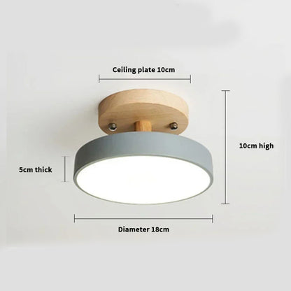 Nordisk Rund Loftlampe i Træ