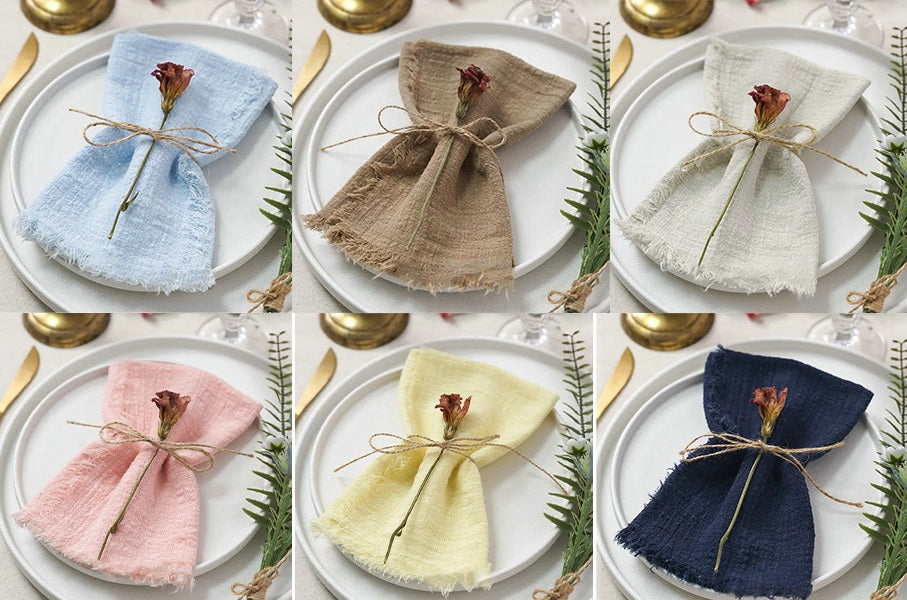 10 Stk. Vintage Bomuldsservietter til Bryllup og Fest