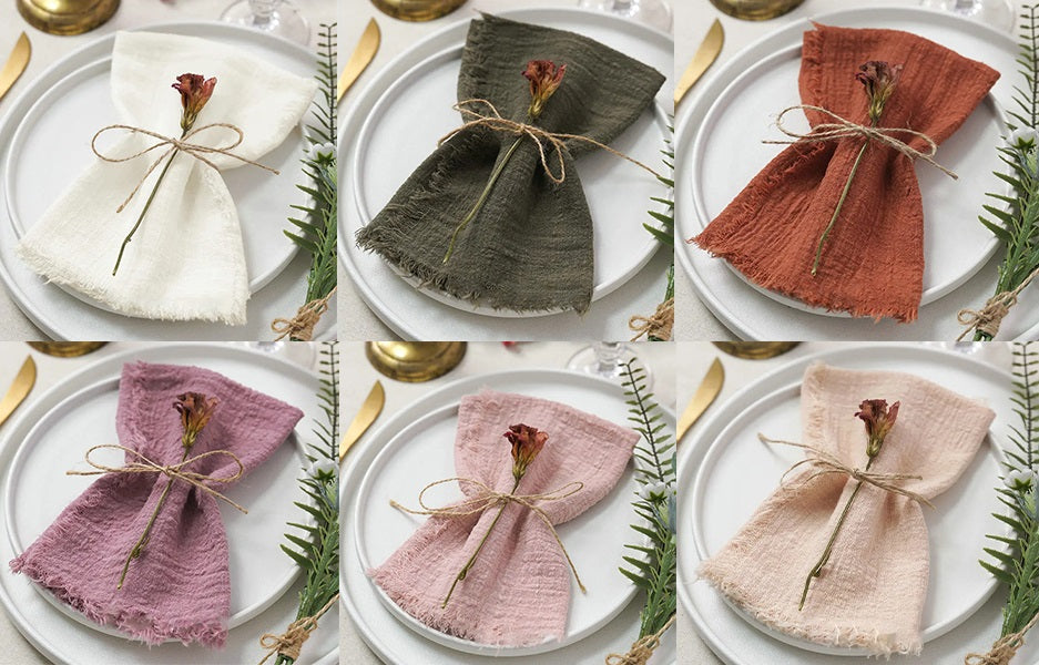 10 Stk. Vintage Bomuldsservietter til Bryllup og Fest