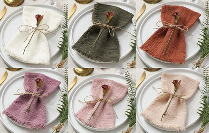 10 Stk. Vintage Bomuldsservietter til Bryllup og Fest