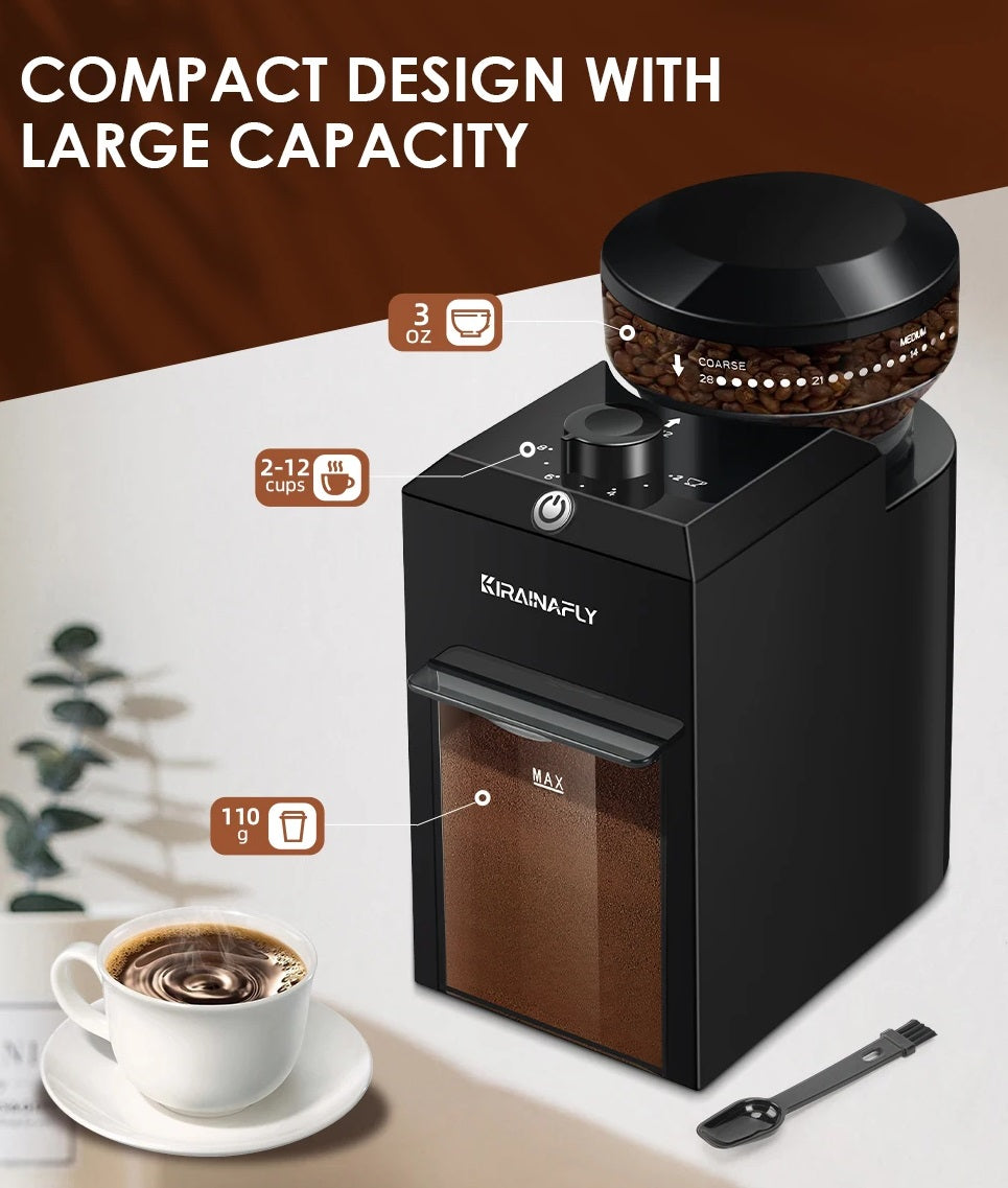 Elektrisk Kaffekværn med Burrfunktion og 28 Indstillinger