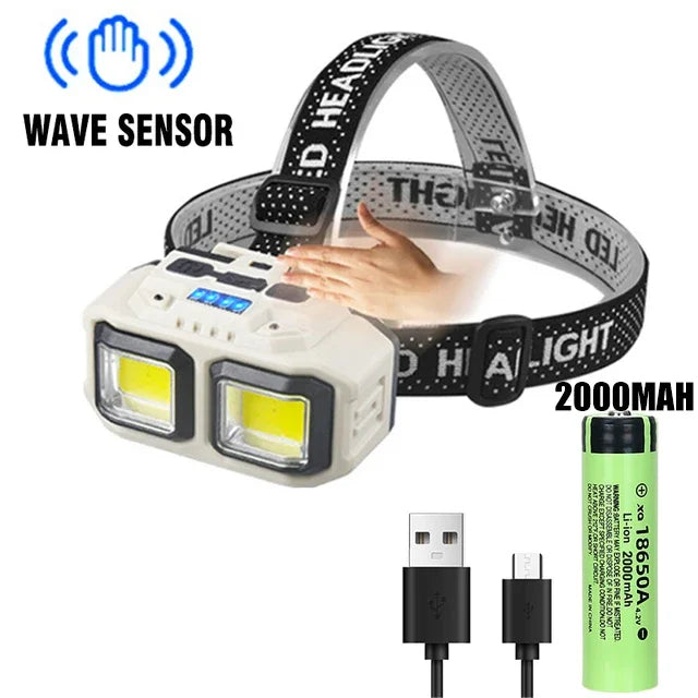 Kraftig LED Genopladelig Vandtæt Pandelampe