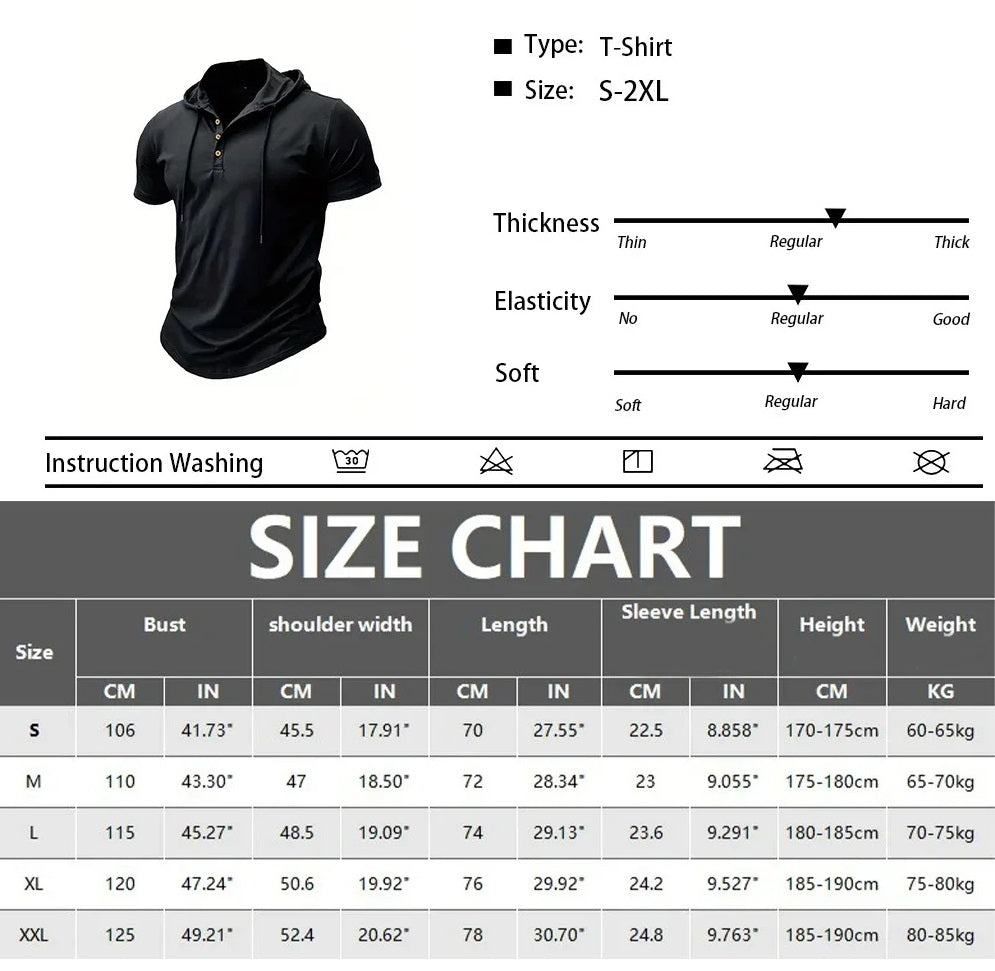 Herre Slim-Fit Hættetrøje Letvægt Sports T-Shirt