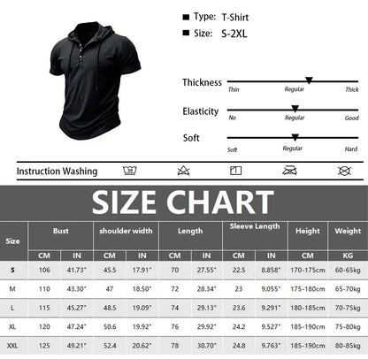 Herre Slim-Fit Hættetrøje Letvægt Sports T-Shirt