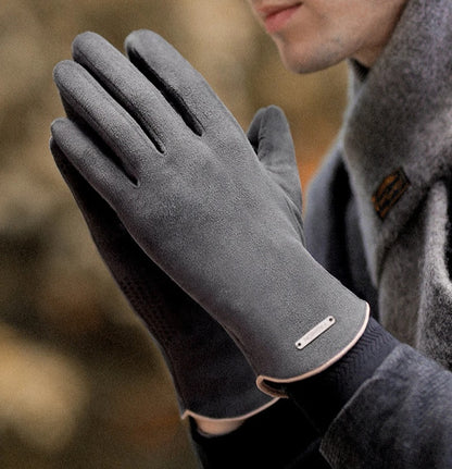 Varme Ruskind Vinterhandsker med Touchscreen til Mænd