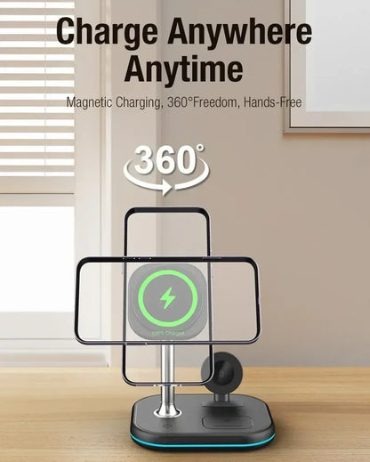 3-i-1 Magnetisk Trådløs Oplader til iPhone, Apple Watch og AirPods