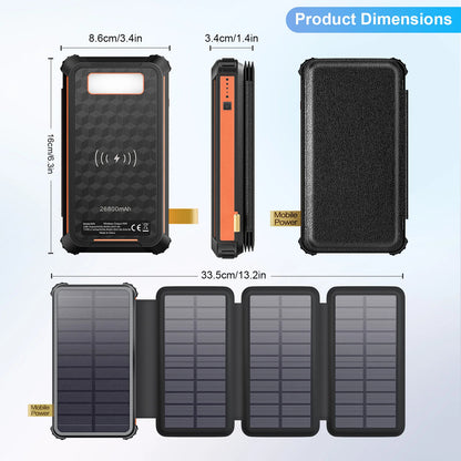 Foldbar Solcelle Powerbank til Camping og Udendørs Brug