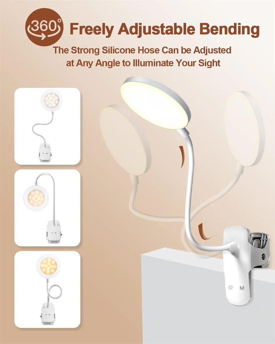 Genopladelig Læselampe med Klemme