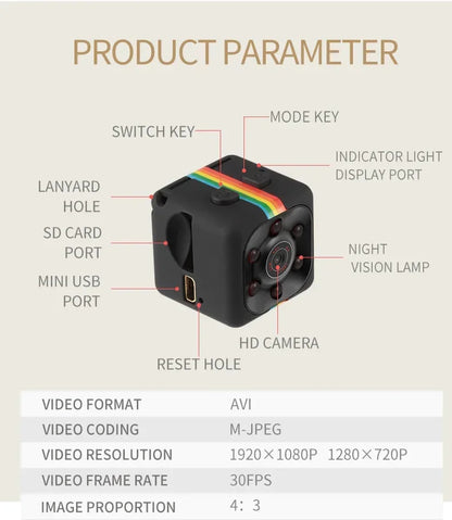 4K Mini HD-Sikkerhedskamera med 1080P Videooptagelse