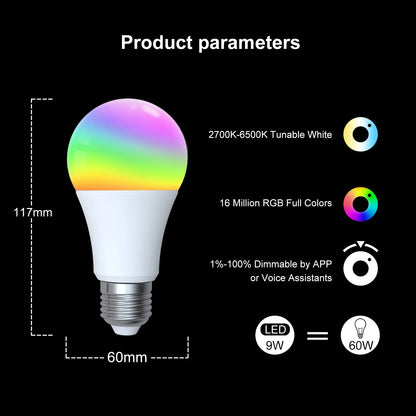 Smart E27 RGB LED-Pære med WiFi og Bluetooth