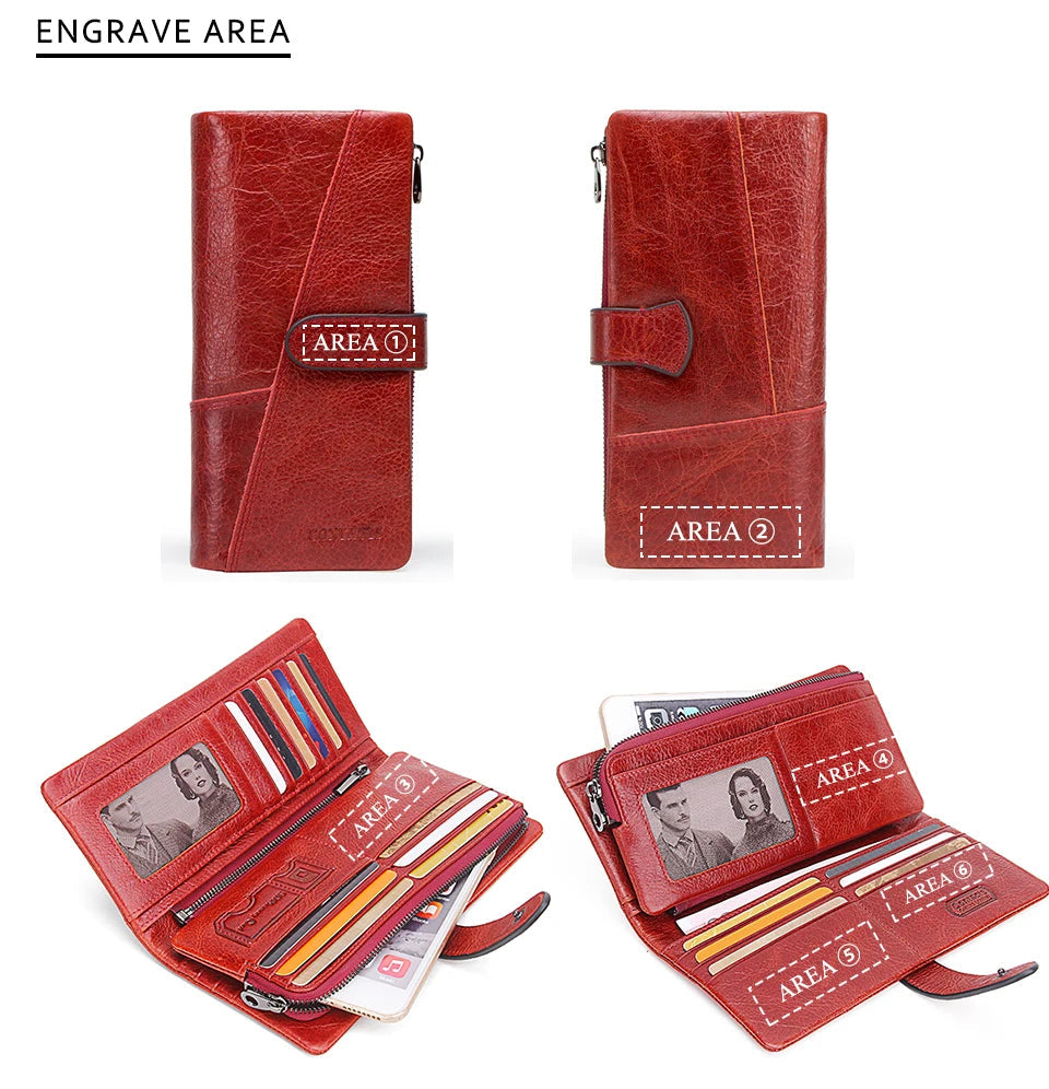 Lang Læderpung med Kortlommer og Møntpung